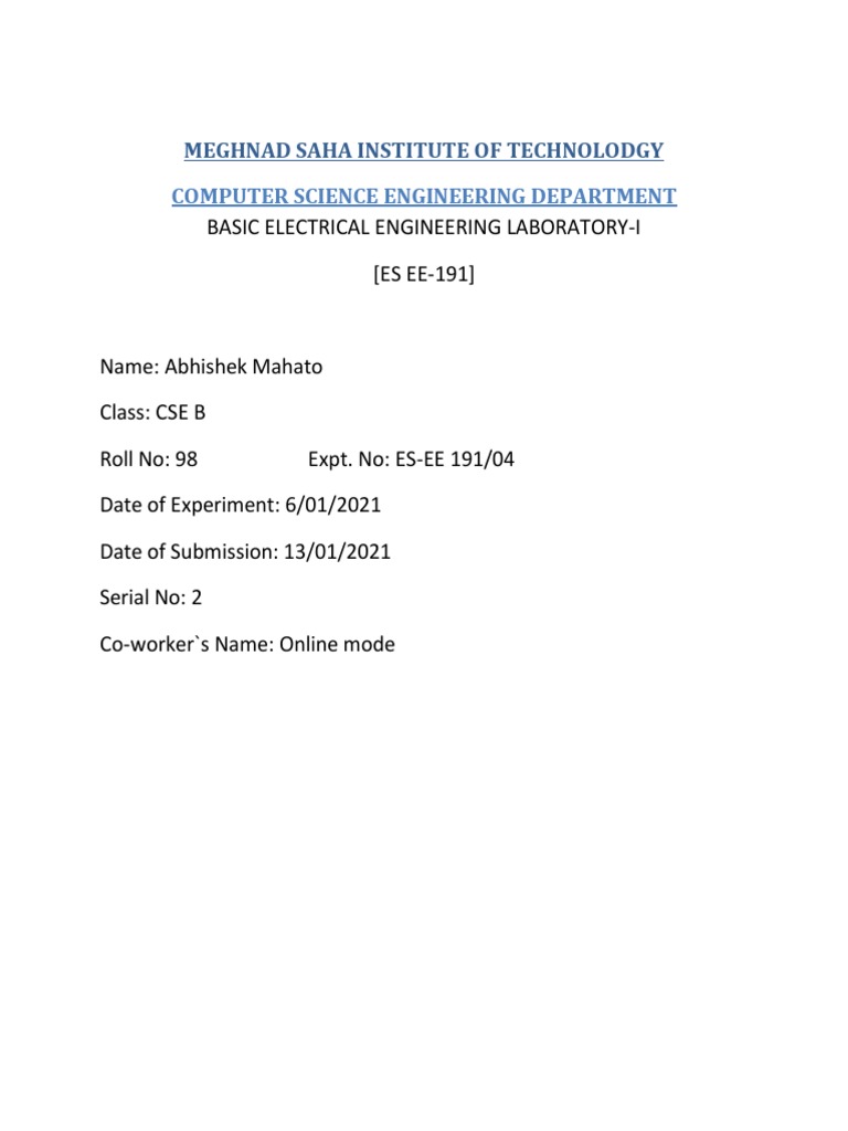 Abhishek Mahato Roll No. 98, Calibration of Ammeter and Wattmeter PDF