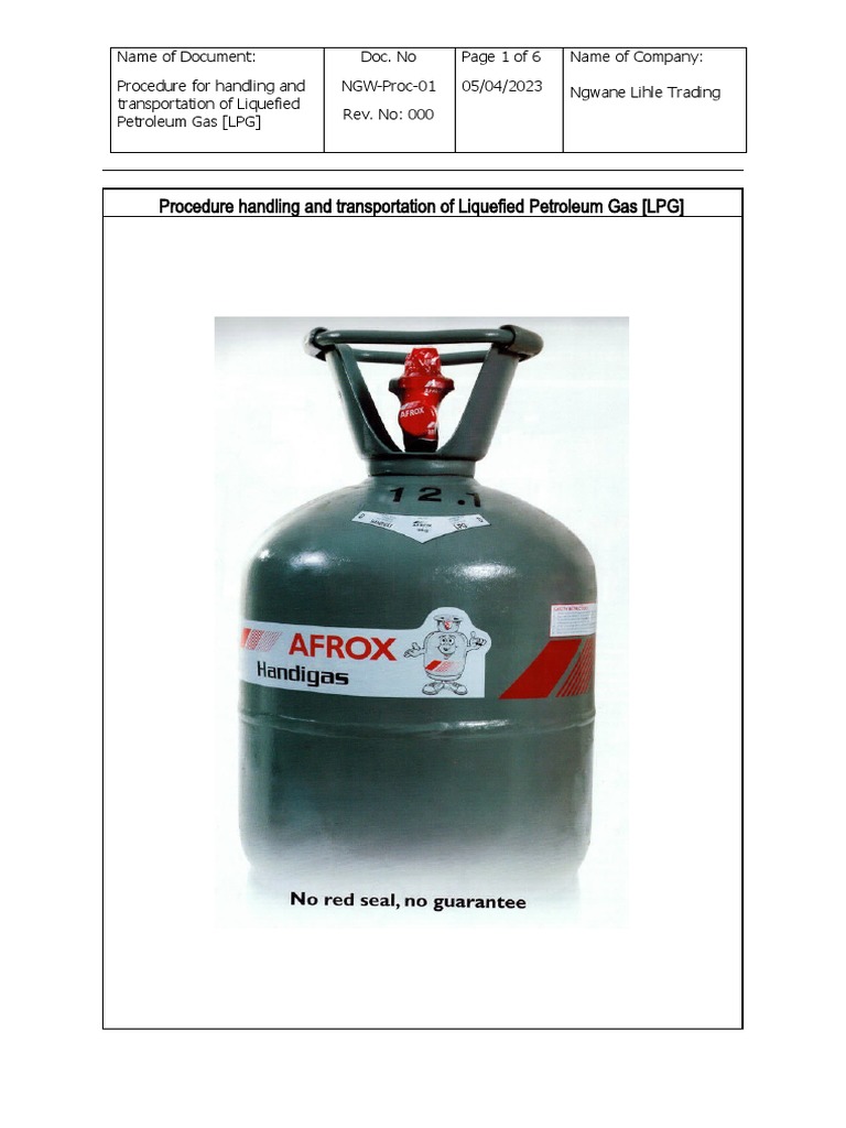 LPG Handling and Transportation Procedure | PDF | Liquefied Petroleum ...