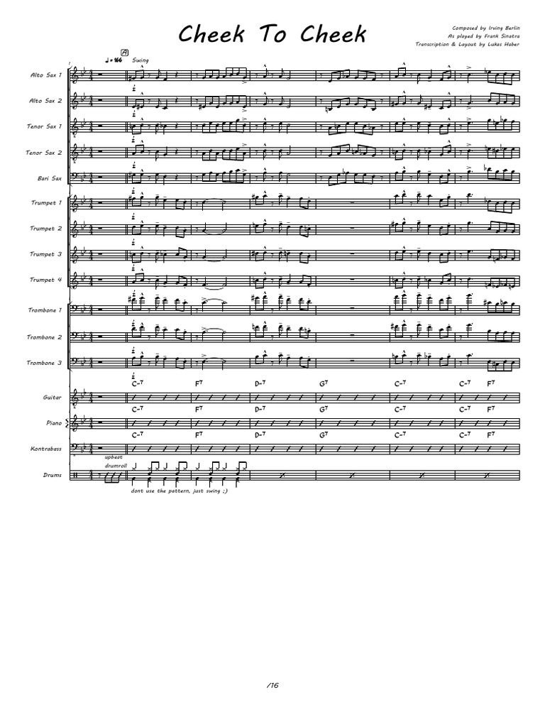 Cheek To Cheek: Alto Sax 1 166 166 Swing | PDF