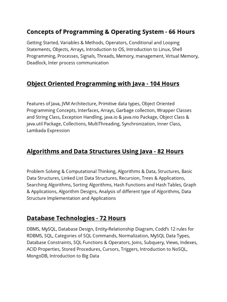 Concepts of Programming & Operating System - 66 Hours | PDF