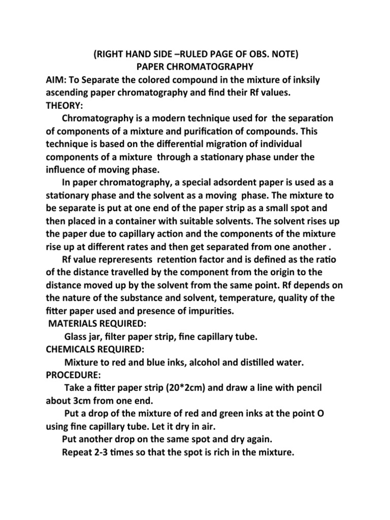 Paper Chromatography PDF Chromatography Mixture