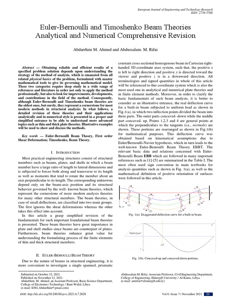 Beam Theory Analysis: Euler-Bernoulli & Timoshenko | PDF | Bending ...