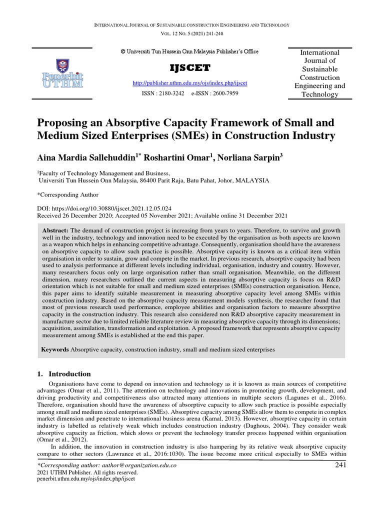 Proposing An Absorptive Capacity Framework of Small and Medium Sized ...