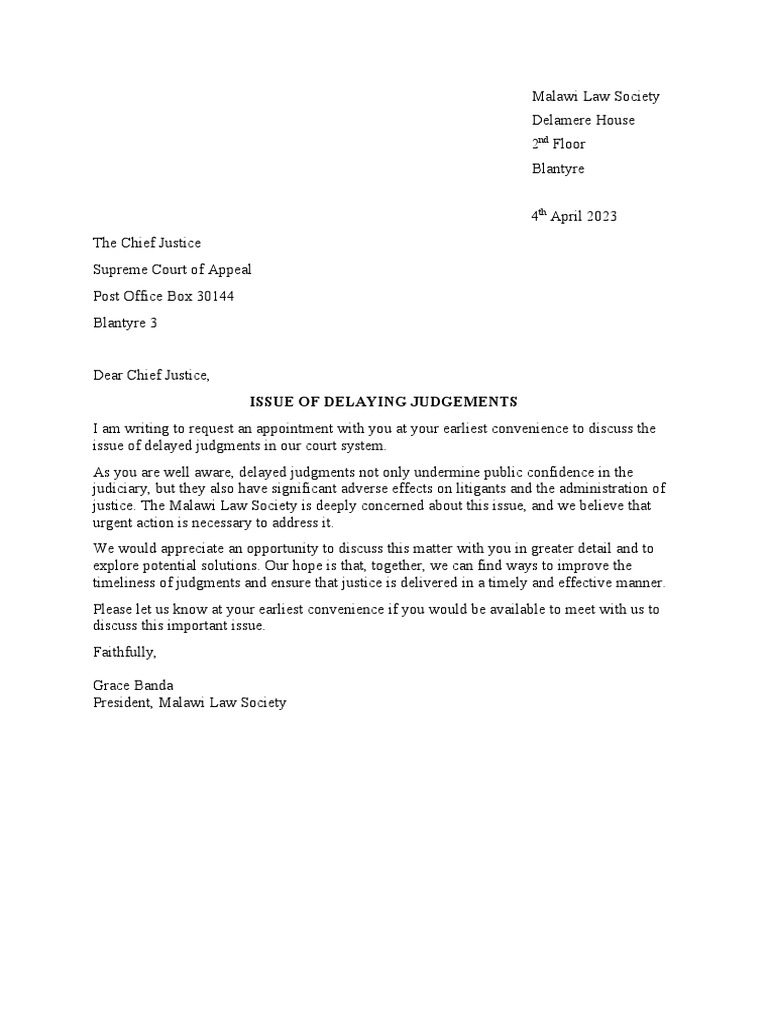 Sample of A Letter To The Chief Justice | PDF