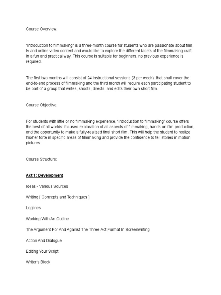 Vocational Digital Film Course | PDF | Filmmaking