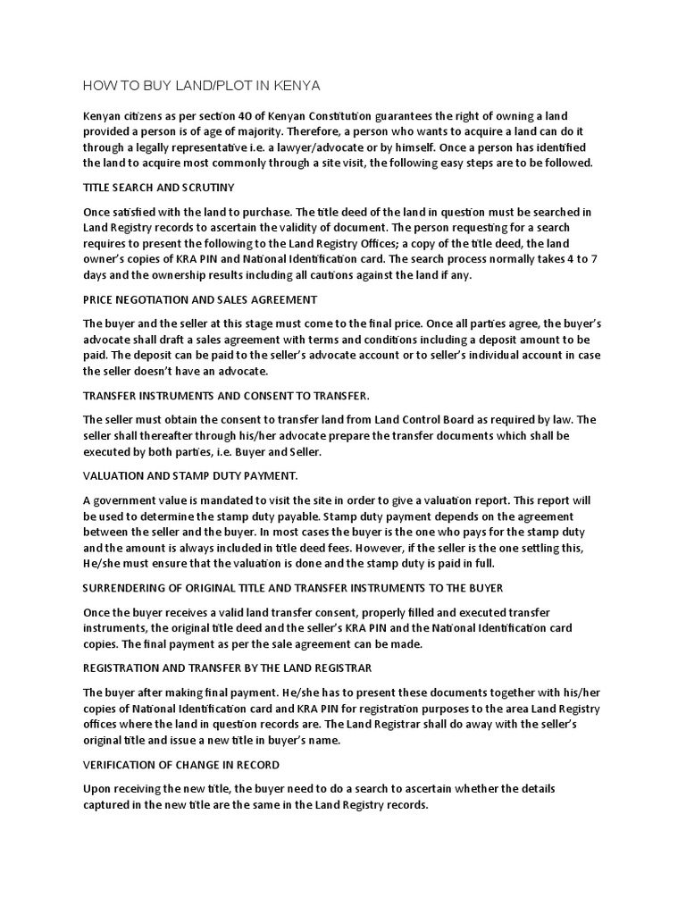 How To Buy Land PDF Sales Property Law