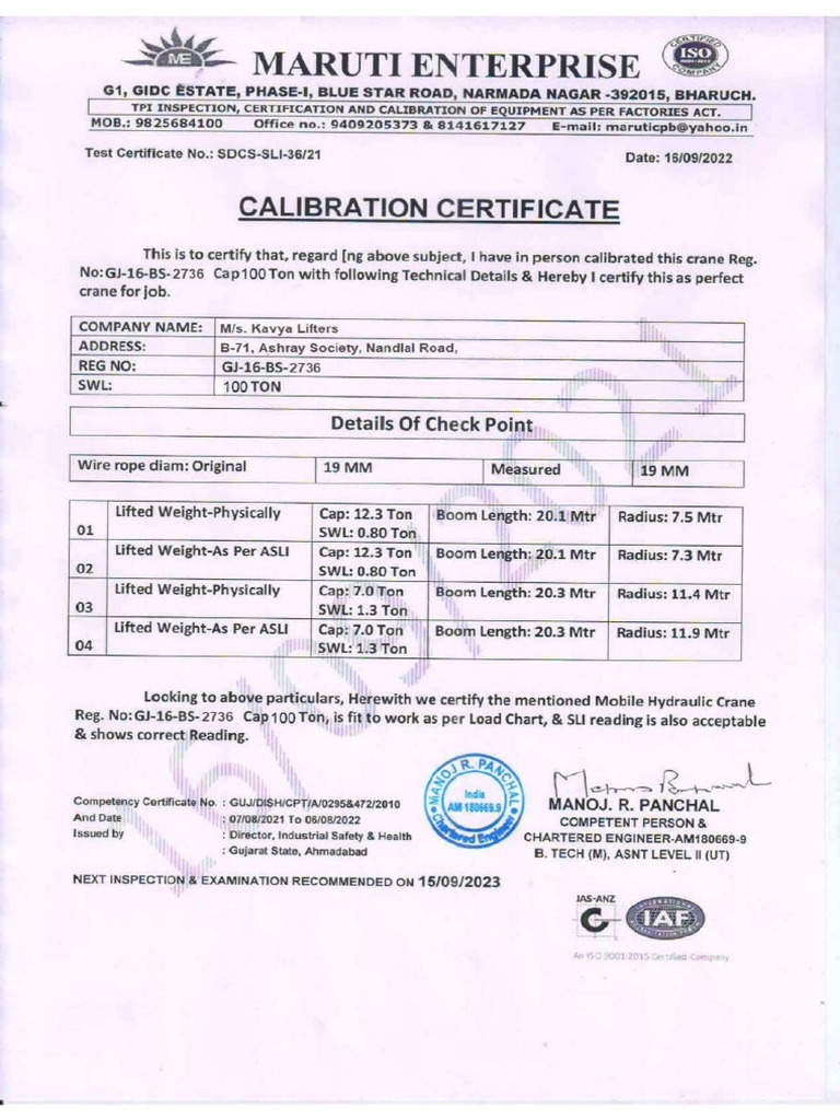 GJ 16 BS 2736 Calibration | PDF