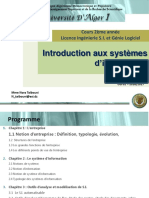 Introduction Aux Systèmes D'information: Cours 2ème Année Licence Ingénierie S.I. Et Génie Logiciel