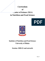 Curriculum of MS in Nutrition and Food Science