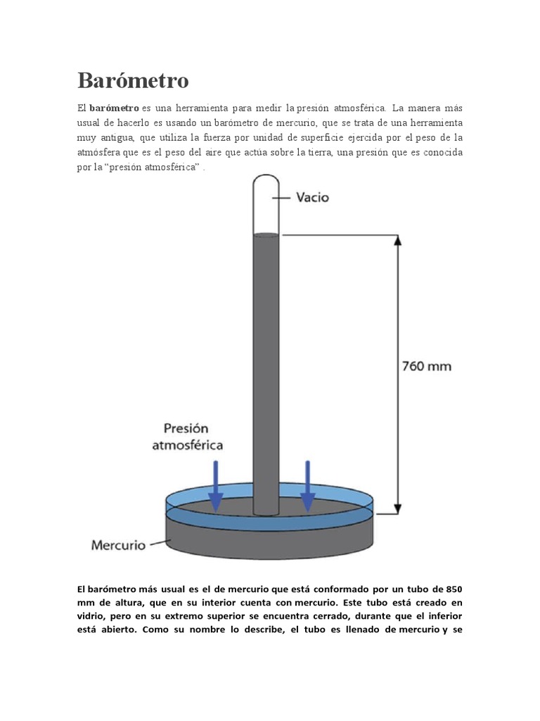 Barómetro de mercurio y presión atmosférica | PDF