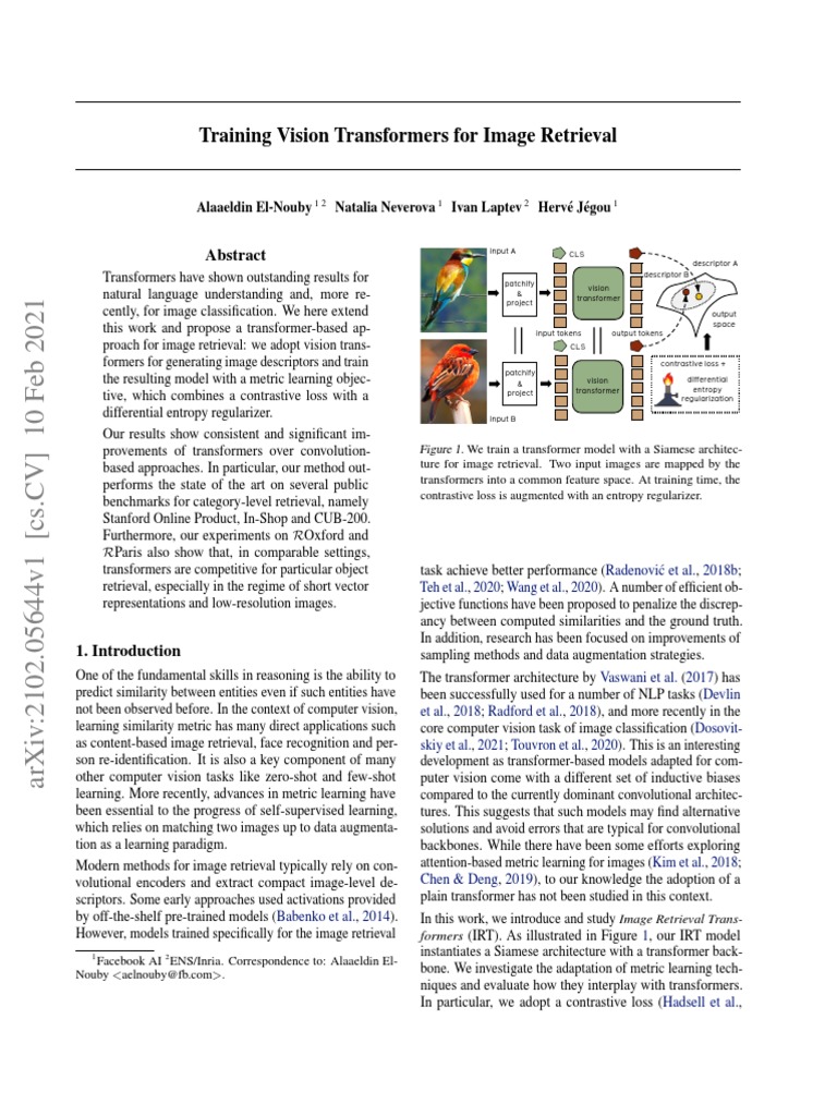 Image Retrieval with Vision Transformers | PDF