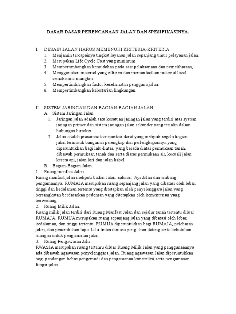 Dasar Dasar Perencanaan Jalan Pdf