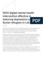 WHO Digital Mental Health Intervention Effective in Reducing Depression Among Syrian Refugees in Lebanon
