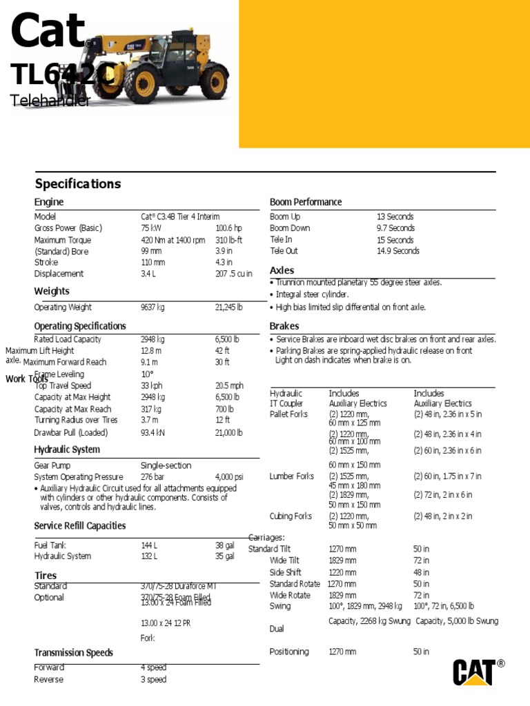 Telehandler Specifications PDF Horsepower Forklift