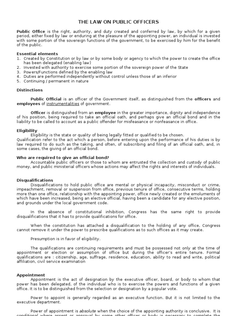 Law On Public Officers | PDF | Human Rights | Arrest