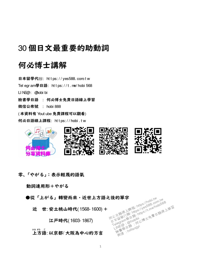完整版日本語當中最重要的30個助動詞 | PDF