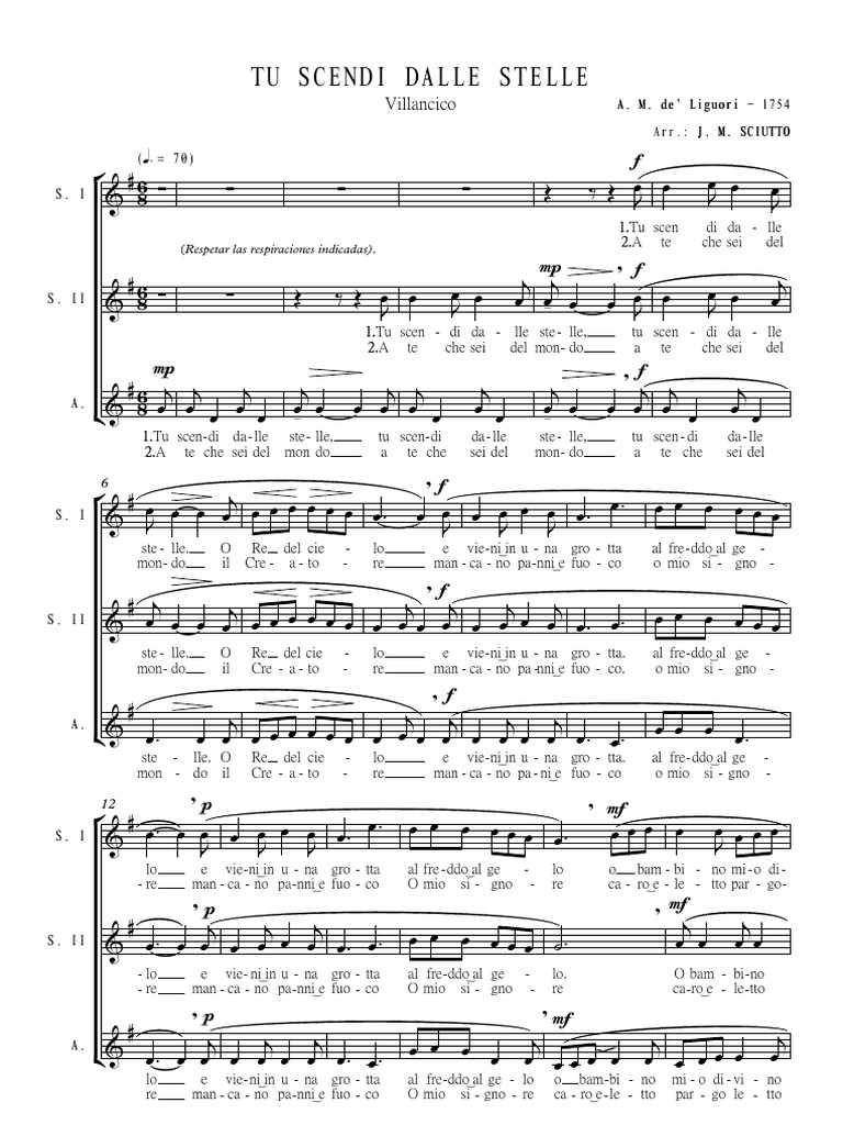 Tu Scendi Dalle Stelle Testo Pdf Tu Scendi Dalle Stelle - Partitura Completa | PDF