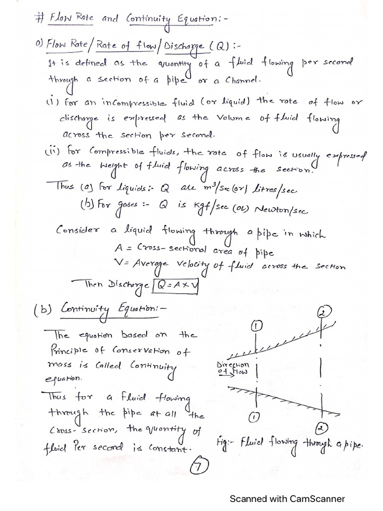 Flow Rate And Continuity Equation Pdf