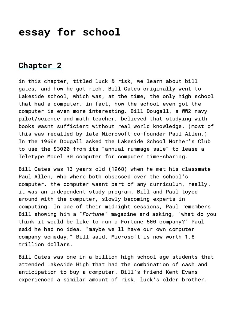 Essay For School Pdf