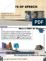 Parts of Speech: Presented By: Muhammad Ammar Abdullah 2023
