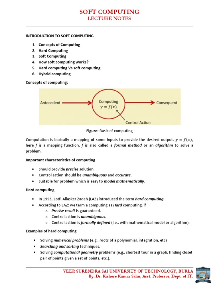 Soft Computing Lecture Notes: Introduction to Soft Computing Concepts ...