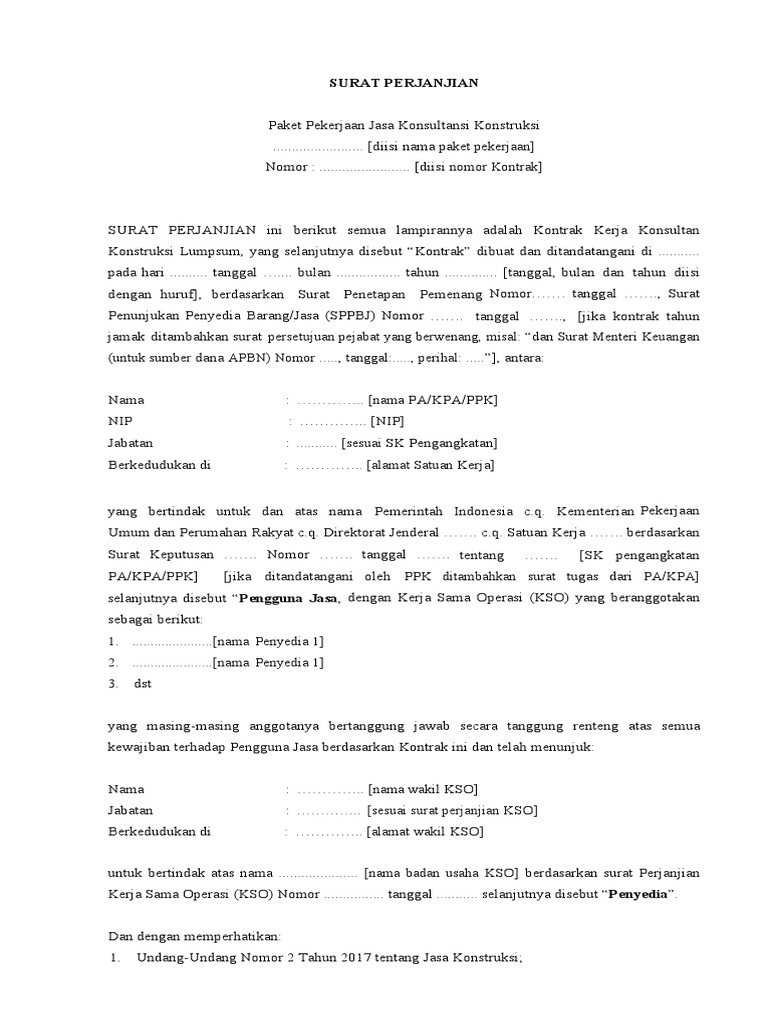 Kontrak Jasa Konsultansi Konstruksi | PDF