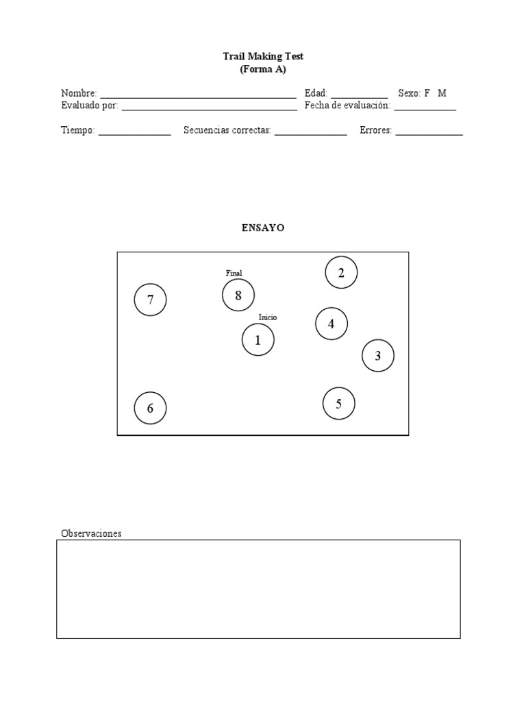 Test de Trail Making A y B | PDF