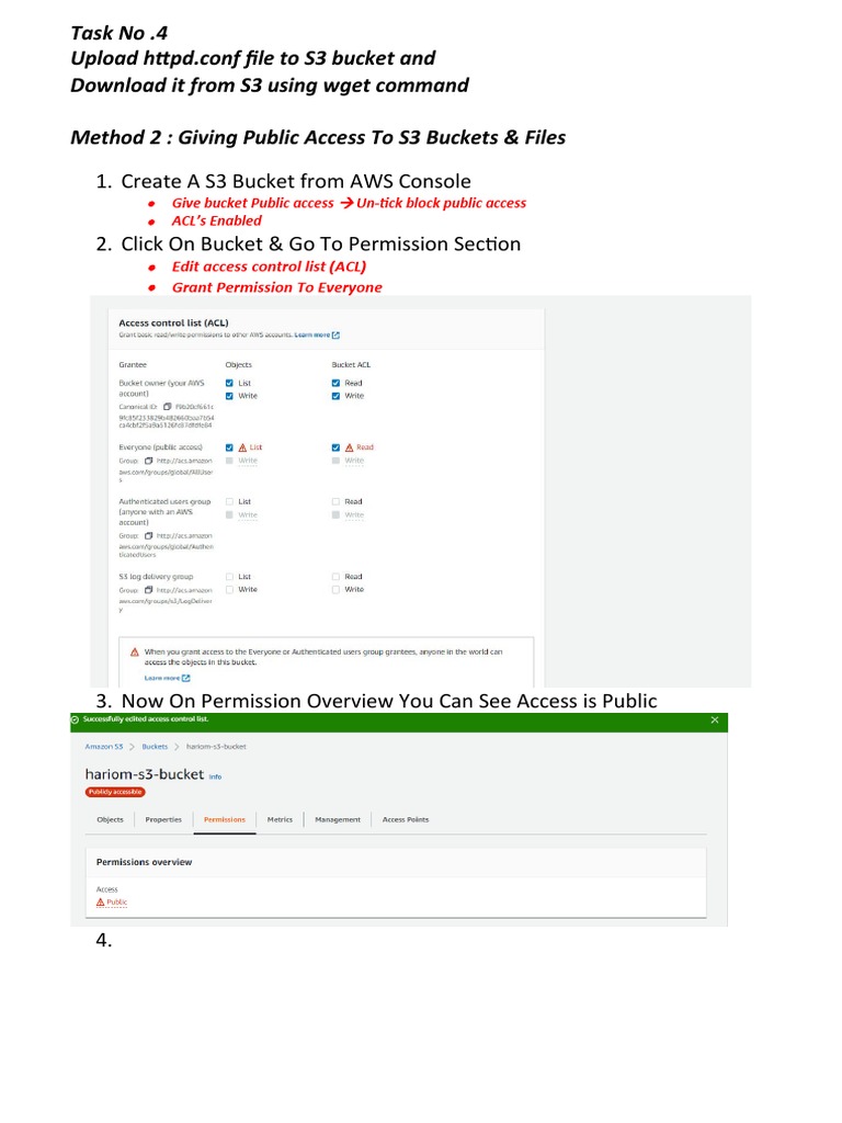 Create A S3 Bucket From AWS Console 2. Click On Bucket & Go To