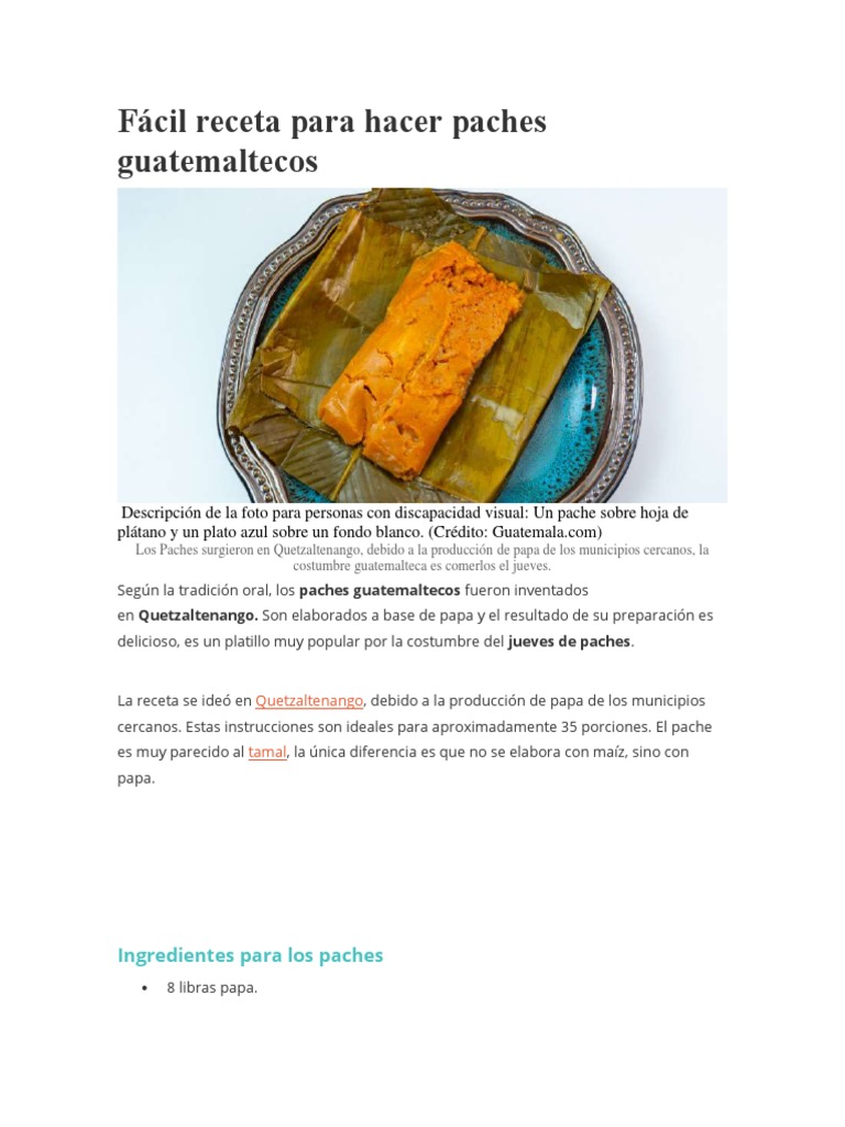 Receta para Hacer Paches Guatemaltecos PDF