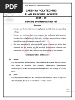 Lakshya Polytechnic Plan. Execute. Achieve: Unit - 03 Sensors and Hardware For Iot Sensors