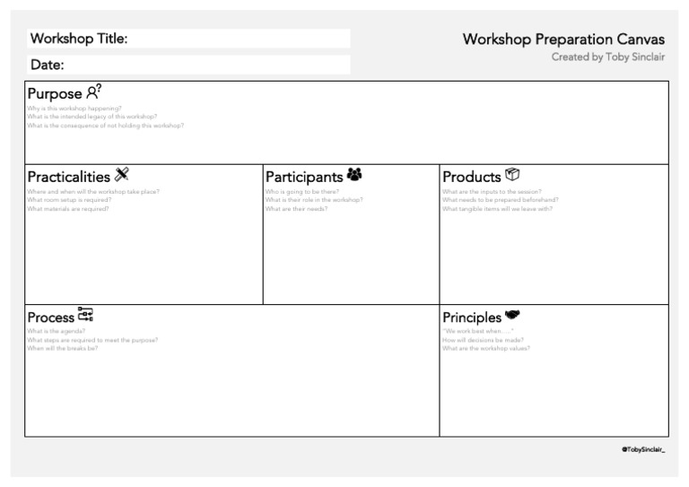 The Workshop Preparation Canvas by Toby Sinclair | PDF