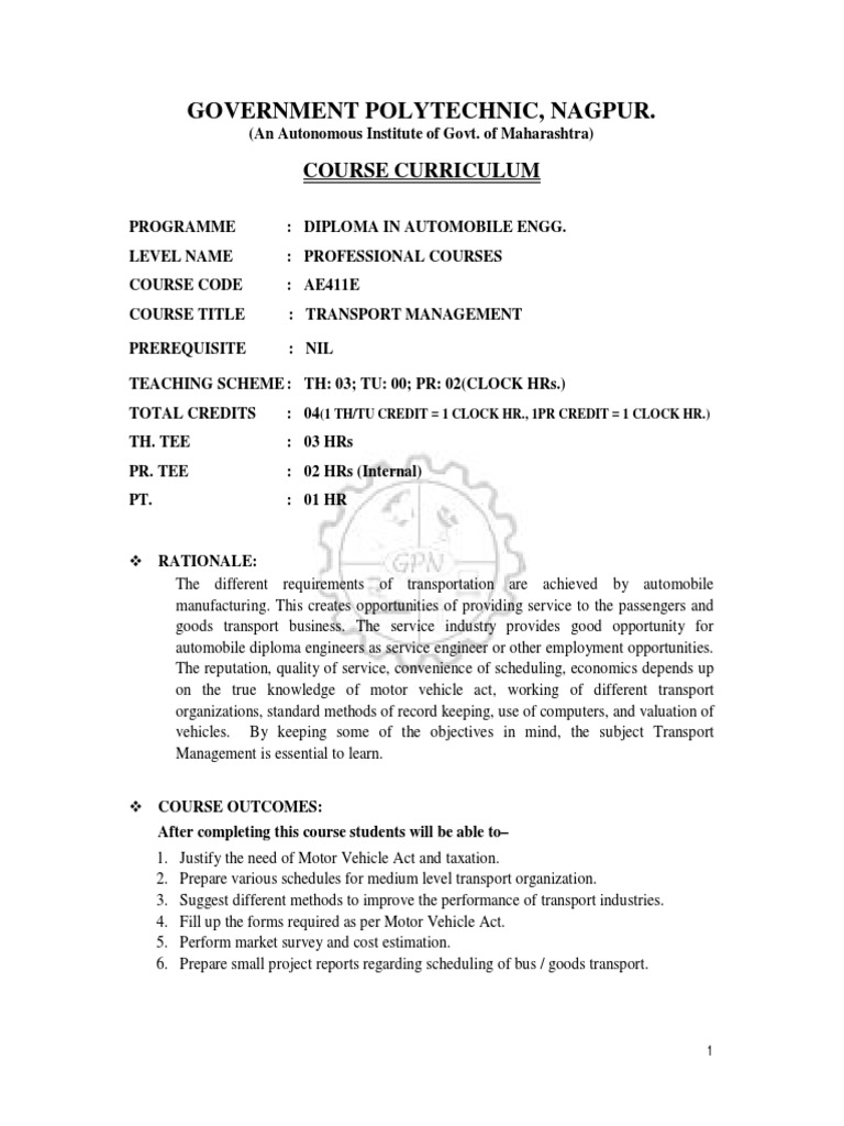 12. AE411E Transport Management PDF Transport Vehicles