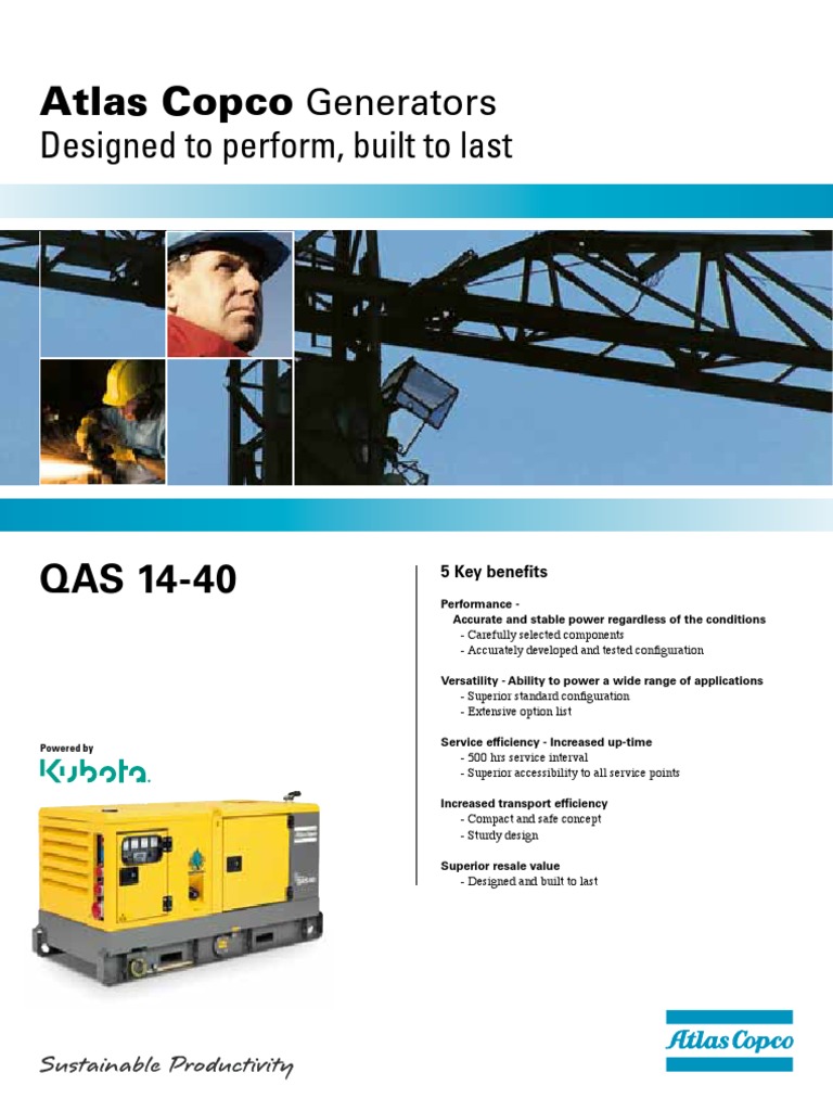 Atlas Copco QAS 14-40 Generator Benefits | PDF | Engines | Electrical ...