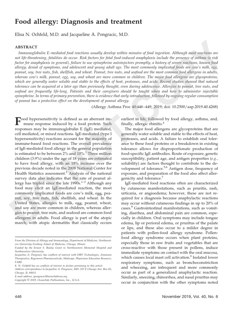 Food Allergy - Diagnosis and Treatment | PDF | Allergy | Food Allergy