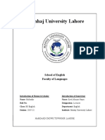 Minhaj University Lahore: School of English Faculty of Languages
