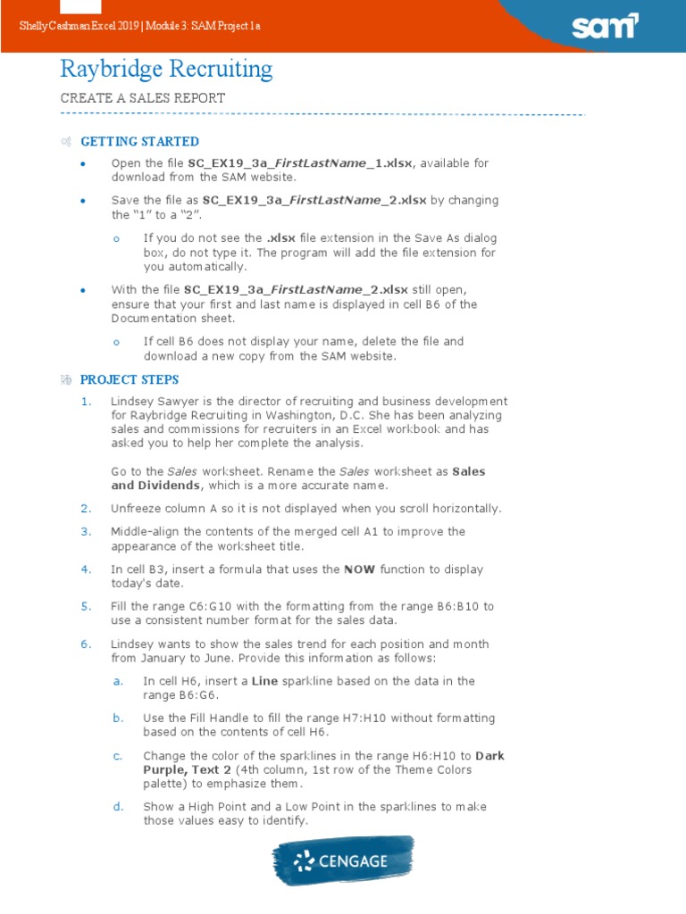 Raybridge Recruiting: Create A Sales Report | PDF | Microsoft Excel ...