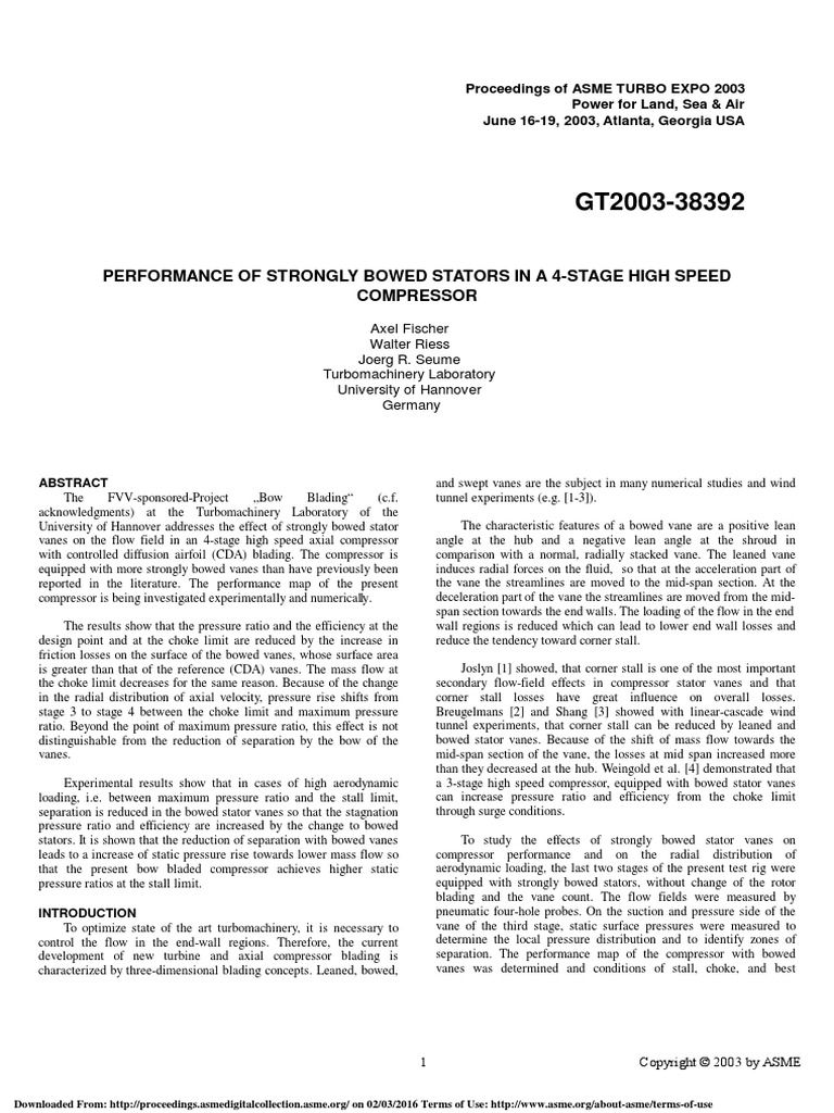 Performance of strongly bowed stators in a 4 stage high speed
