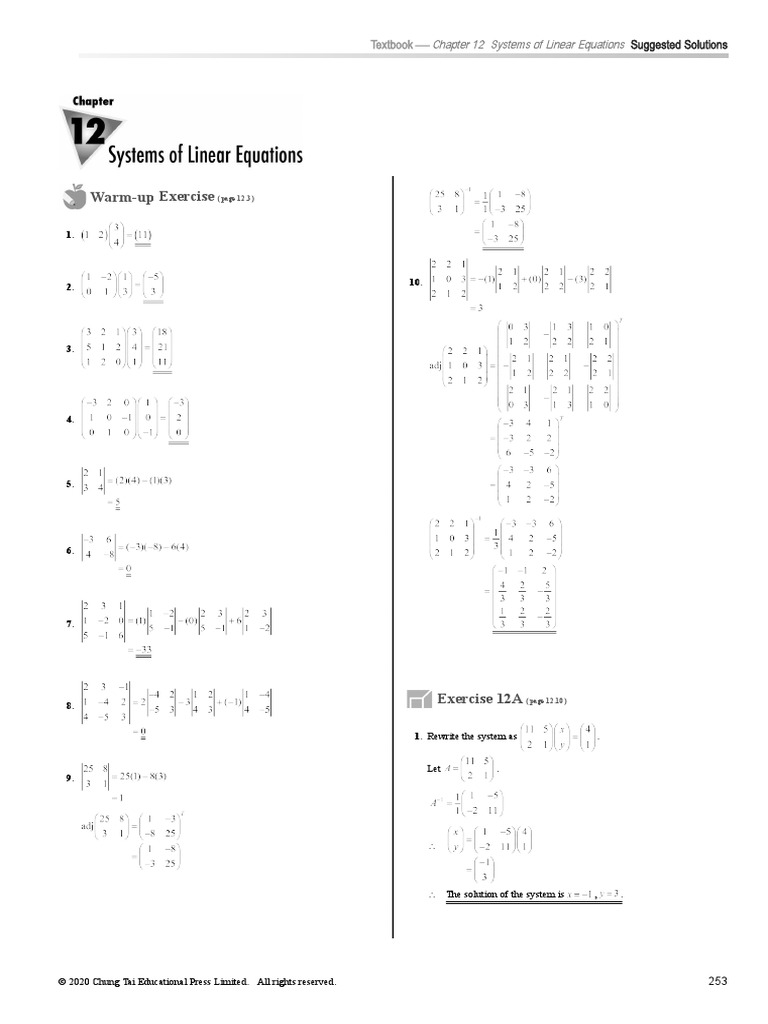 Warm up exercise textbook pdf matrix mathematics system of