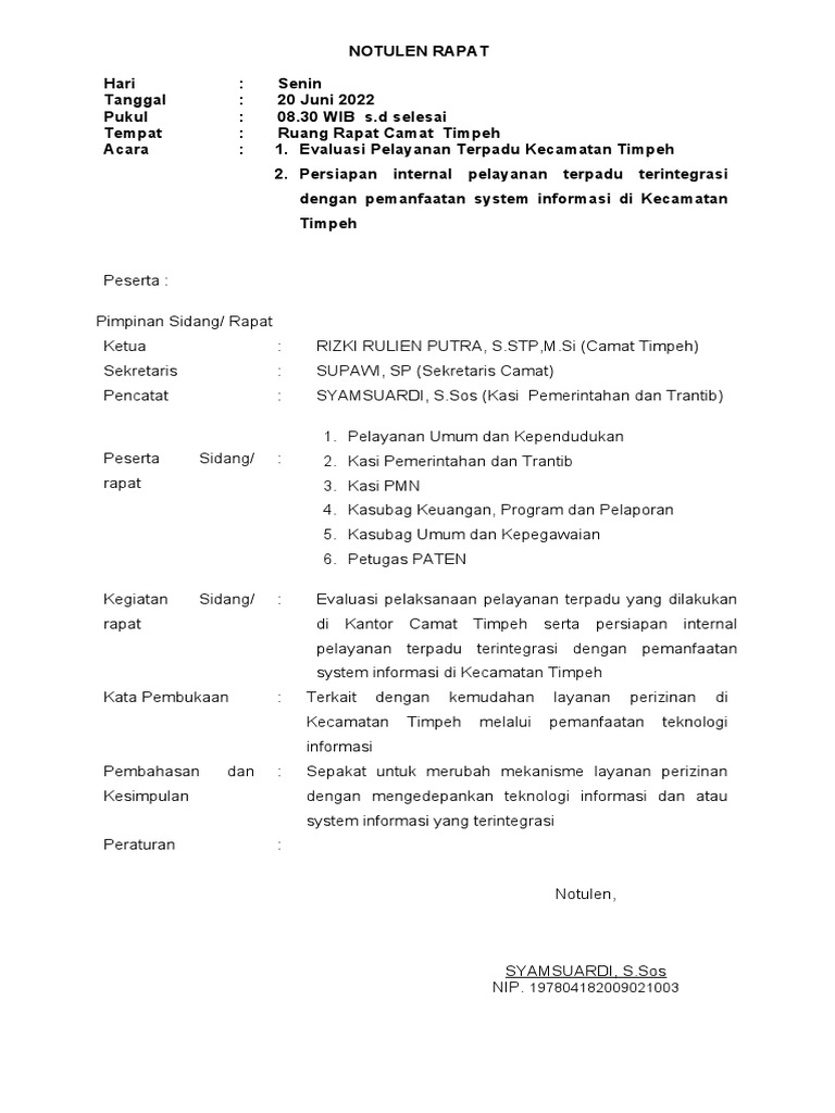 Notulen Rapat | PDF