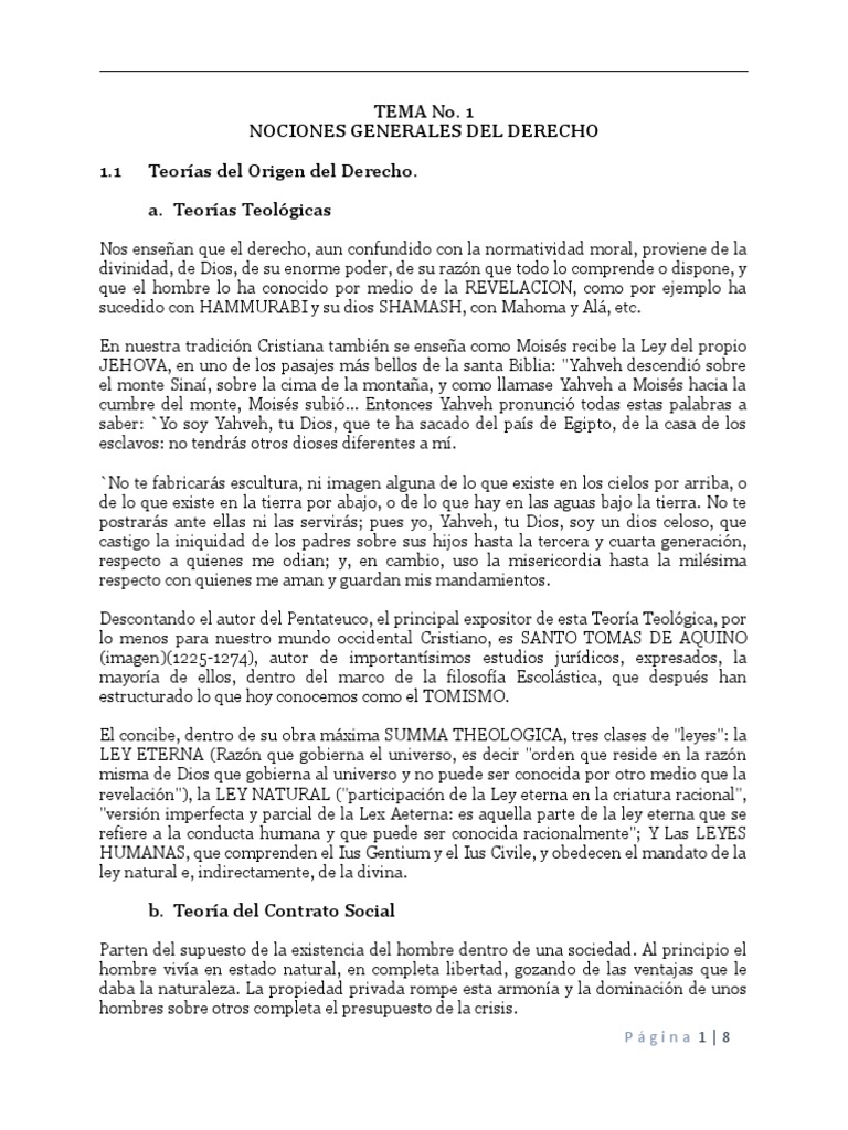 Teorías del Origen del Derecho | PDF | Fuentes del derecho | Caso de ley