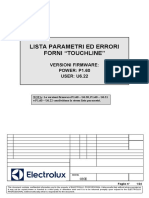 Lista Parametri Ed Errori Forni "Touchline": Versioni Firmware: POWER: P1.60 USER: U6.22