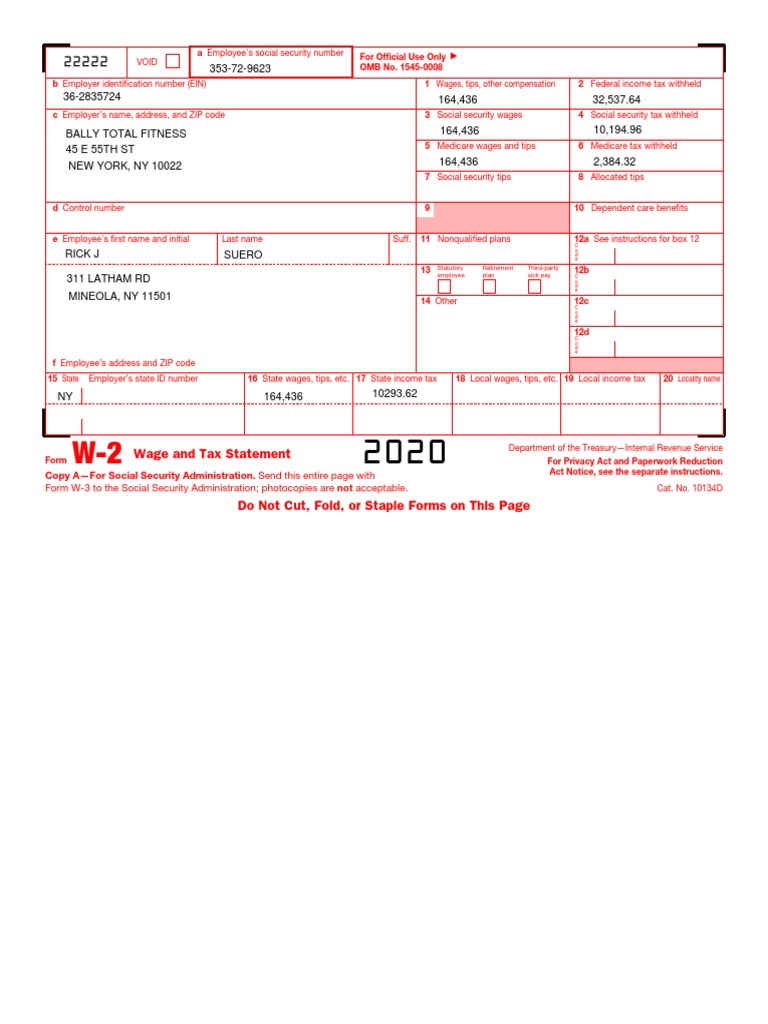 w2 FINAL | PDF | Irs Tax Forms | Social Security (United States)