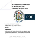 Universidad Autonoma Gabriel Rene Moreno Facultad de Humanidades Carrera Ciencias de La Comunicación