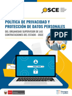 Política de Privacidad Y Protección de Datos Personales: Del Organismo Supervisor de Las Contrataciones Del Estado - Osce