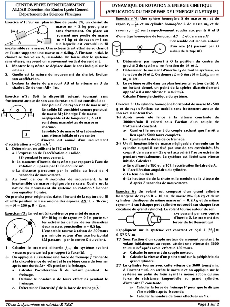 Dynamique de Rotation et Énergie Cinétique | PDF | Masse | Rotation