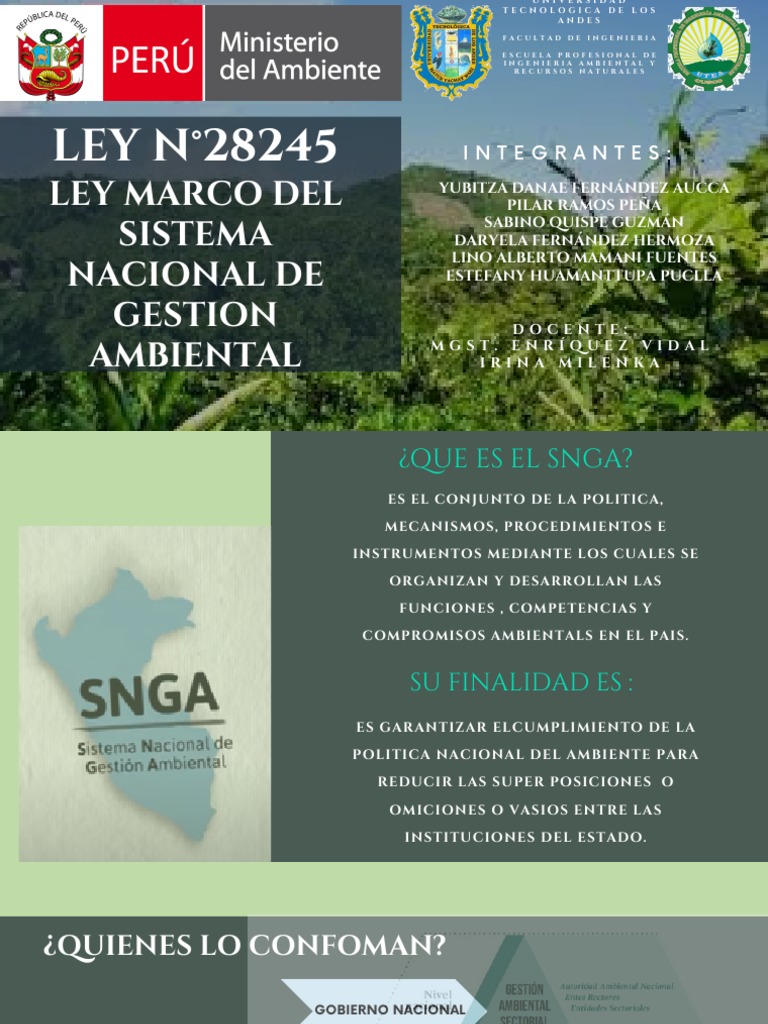 Ley N° 28245: Sistema Nacional Ambiental | PDF | Sustentabilidad ...