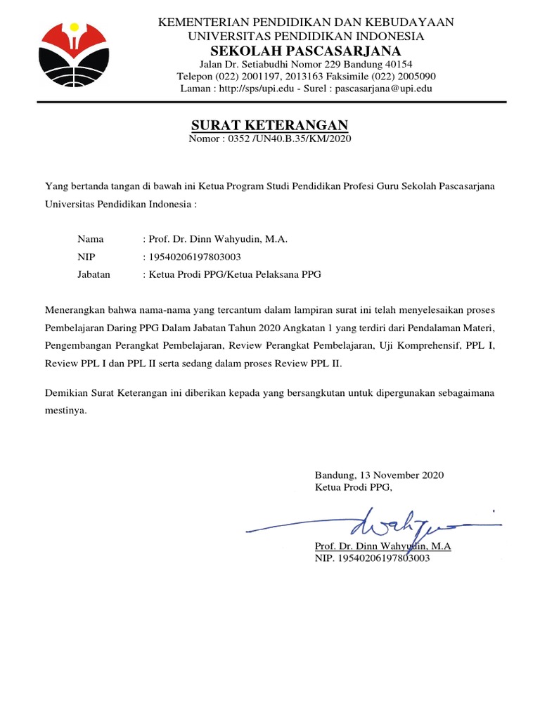 027 - Surat Keterangan Guru Kelas SD | PDF