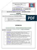 Atividades da semana em História, Matemática, Geografia e Português