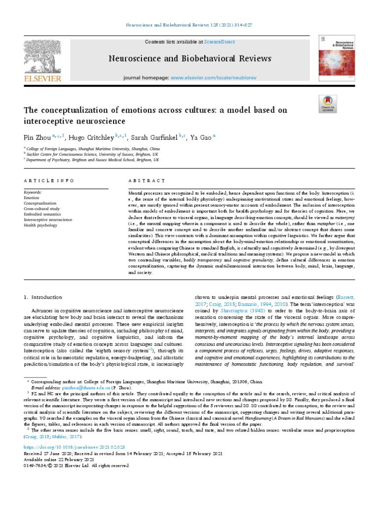 The Conceptualization of Emotions Across Cultures: A Model Based On ...