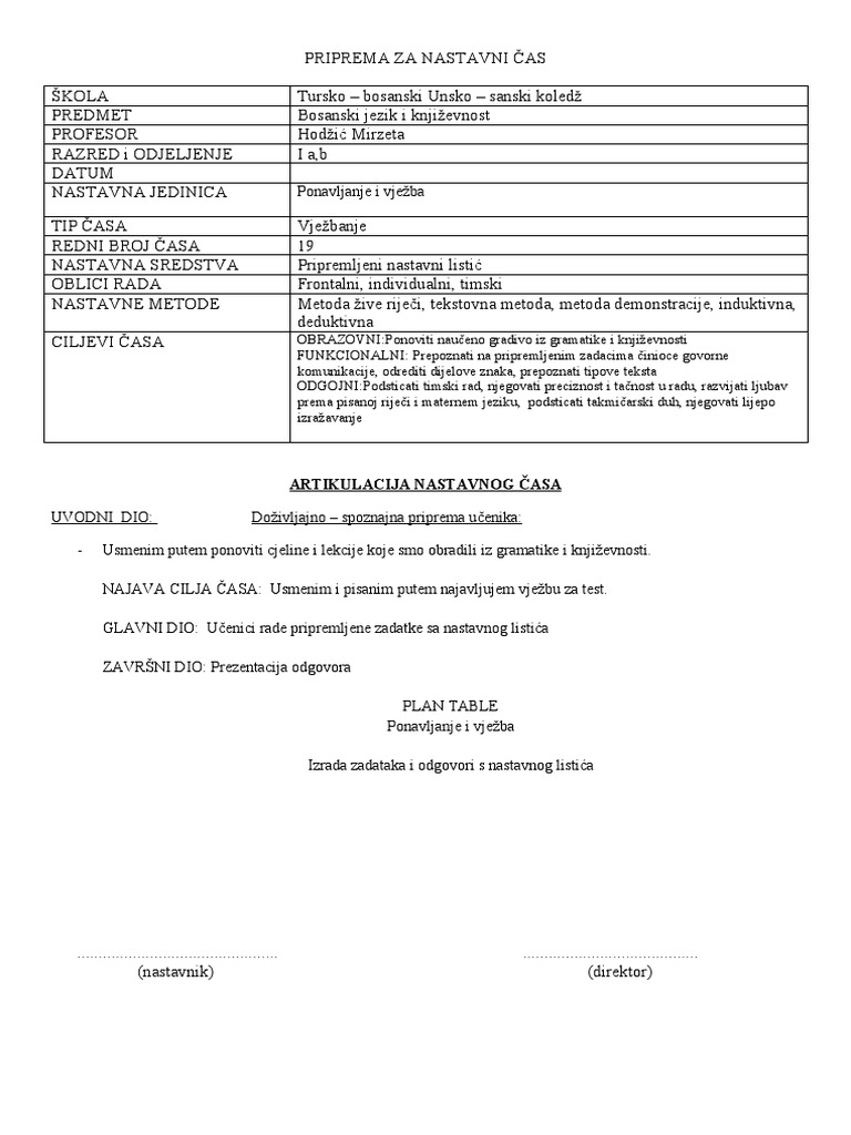 PRIPREMA ZA NASTAVNI ČAS br19 | PDF
